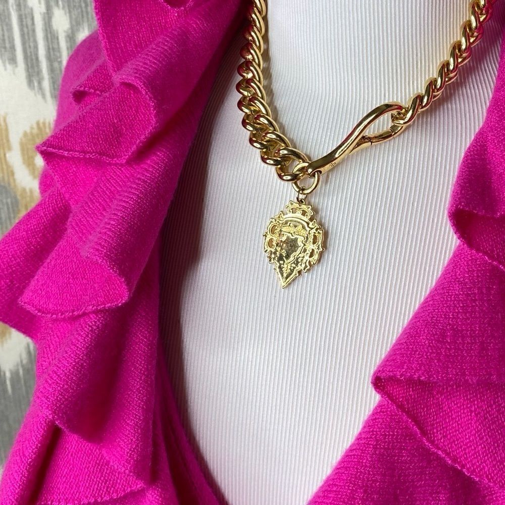 Ralph Lauren Blue Label Fuchsia Italian Cashmere Ruffle Front Cardigan Sweater - Picture 16 of 16